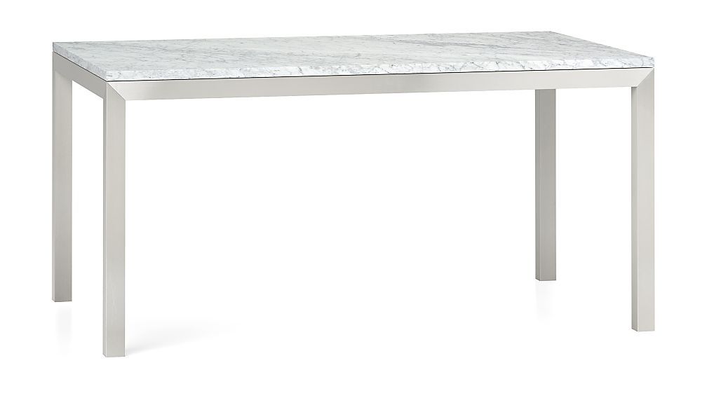 Mesa de Comedor con Tablero de Mármol y Base de Acero Inoxidable de ... Mesa de Comedor con Tablero de Mármol y Base de Acero Inoxidable de ...