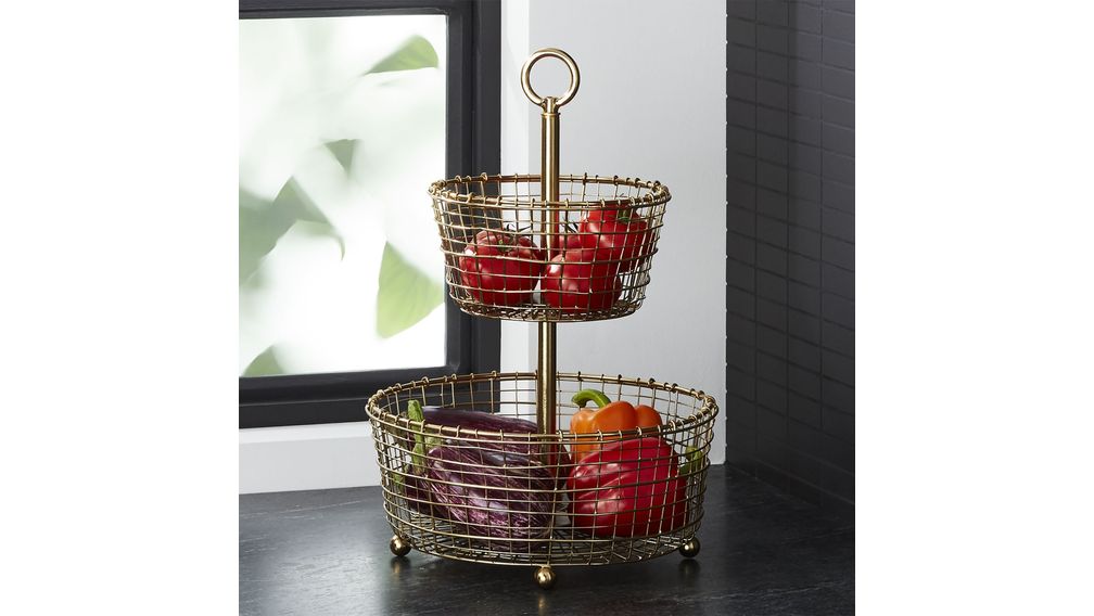 Cesta Fruta Bendt dos niveles Dorado - cratebarrelpe