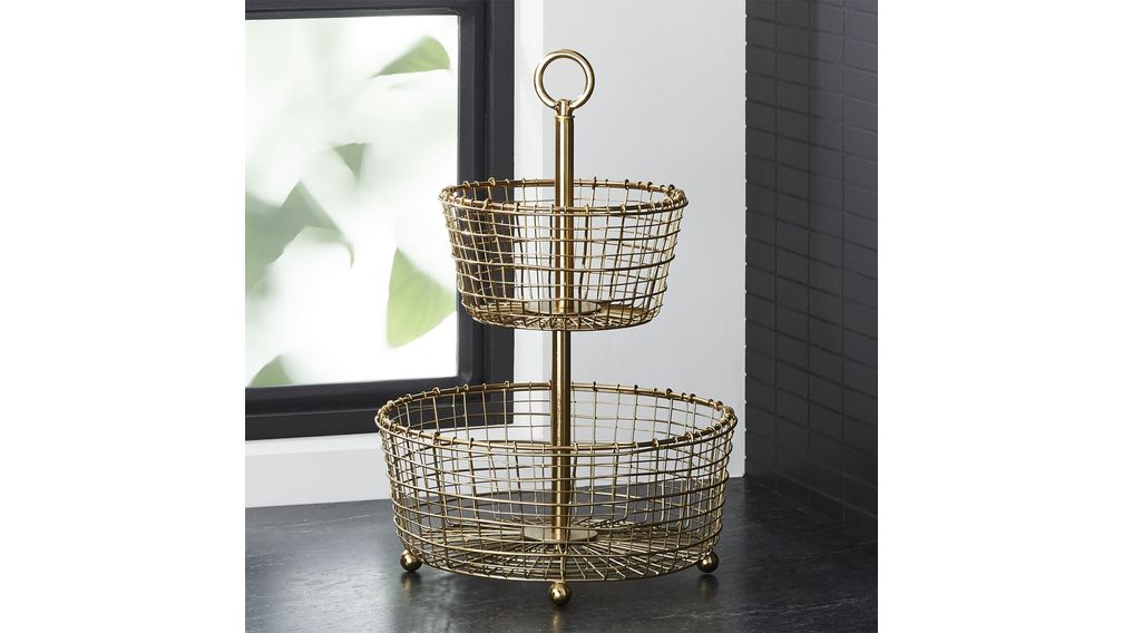 Cesta Fruta Bendt dos niveles Dorado - cratebarrelpe