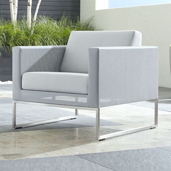 Silla Lounge Dune con Cojín de Sunbrella Gris Claro - cratebarrelpe
