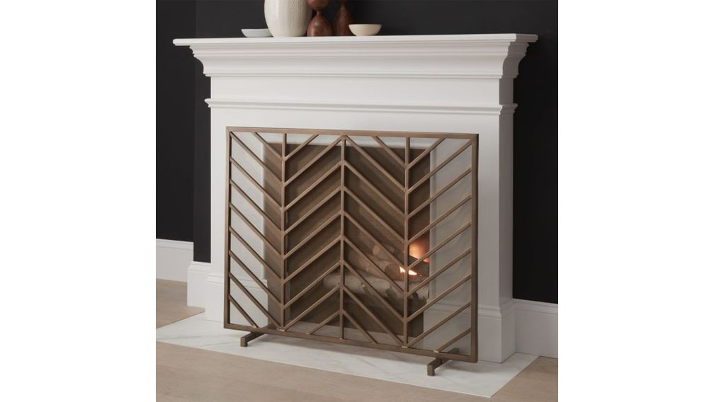 Pantalla para Chimenea de Laton Chevron - cratebarrelpe