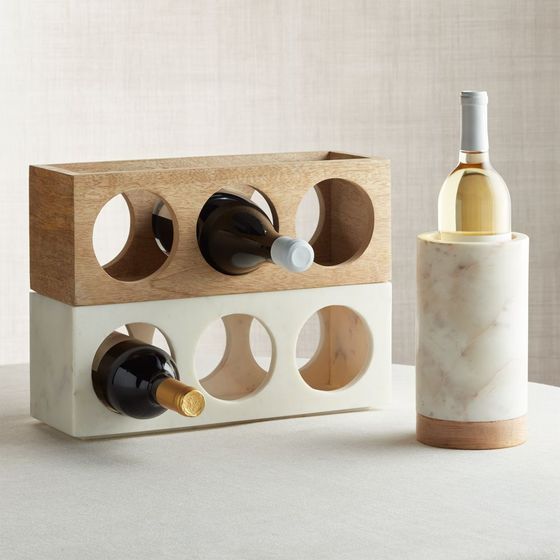 Rack Organizador Apilable para 3 botellas de Vino de Mármol - cratebarrelpe