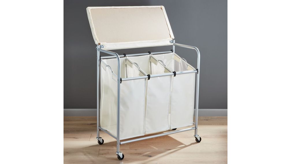 Clasificador de ropa triple con tabla de planchar - cratebarrelpe