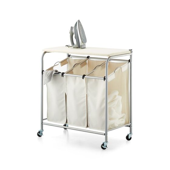 Clasificador de ropa triple con tabla de planchar - cratebarrelpe